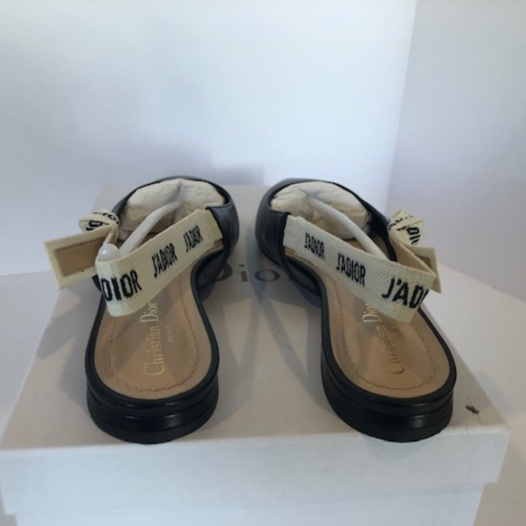 J'ADIOR Signature Black Leather Flats - Picture 3 of 6